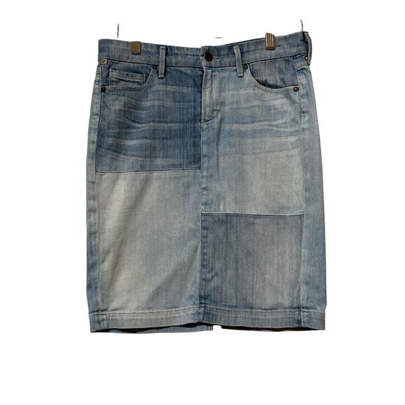 Citizens of Humanity Y2K Style Denim Patchwork Skirt Sz 27 Knee-Length Blue Jean - Picture 1 of 8